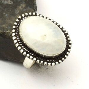 Stunning Rainbow Moonstone Ring Large Oval Cabochon Silver Size 7 New